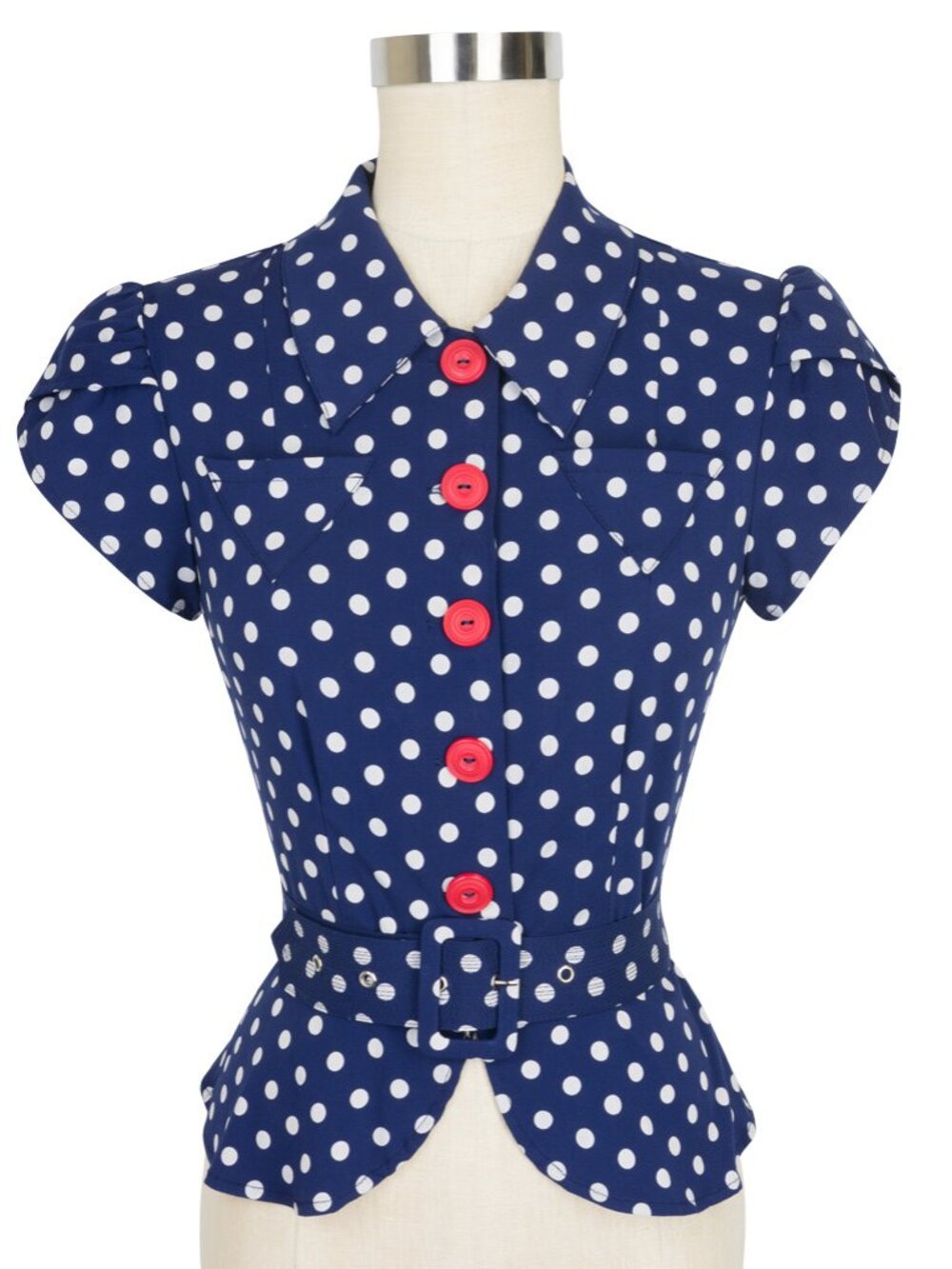 Trashy Diva Blue Polka June Blouse size 10